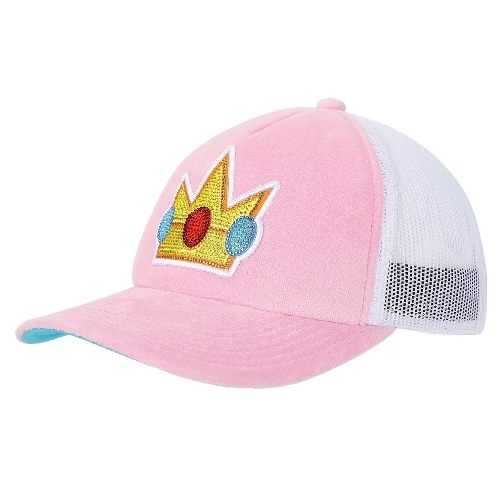 Bioworld Nintendo Princess Peach Pink Trucker Hat New Rhinestone Crown